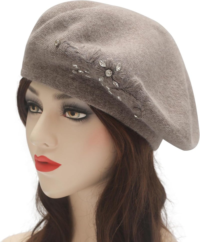 ZLYC Womens French Beret hat, Reversible Solid Color Mosaic Warm Beret Cap for Girls - Image 2